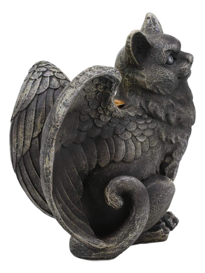 Ebros Gift Gothic Notre Dame Angel Wings Cat Gargoyle Right Facing Candle Holder Statue 5"H