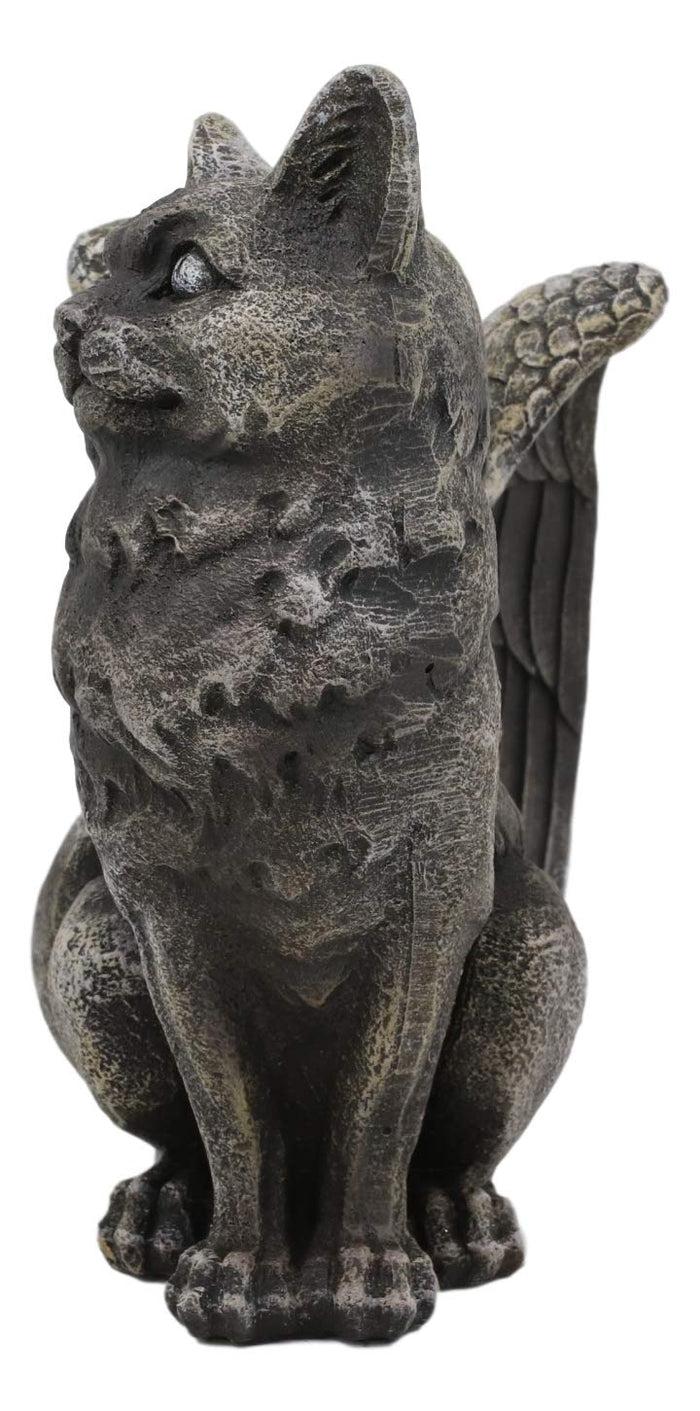 Ebros Gift Gothic Notre Dame Angel Wings Cat Gargoyle Right Facing Candle Holder Statue 5"H