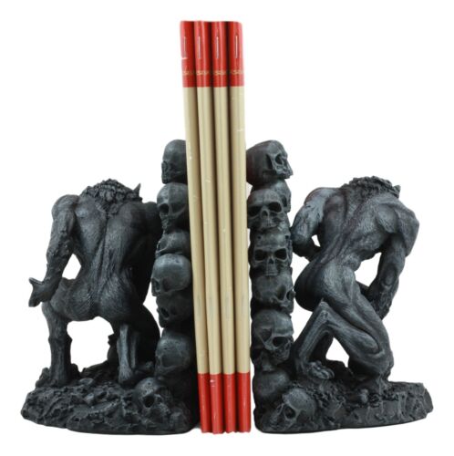 Ebros Gift Gothic Notre Dame Dark Knights Growling Werewolves Bookends Figurine Set 6.25"H