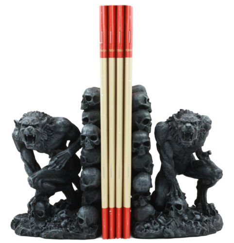 Ebros Gift Gothic Notre Dame Dark Knights Growling Werewolves Bookends Figurine Set 6.25"H