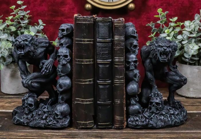 ebros gift Gothic Notre Dame Dark Knights Growling Werewolves Bookends Figurine Set 6.25"H