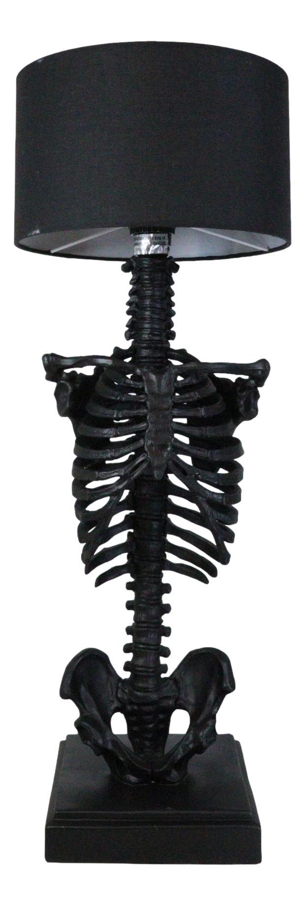 Ebros Gift Gothic Ossuary Black Skeleton Rib Cage Torso Human Anatomy Table Lamp With Shade