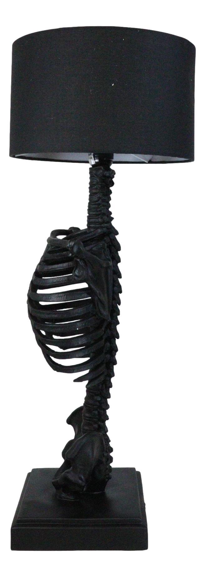 Ebros Gift Gothic Ossuary Black Skeleton Rib Cage Torso Human Anatomy Table Lamp With Shade