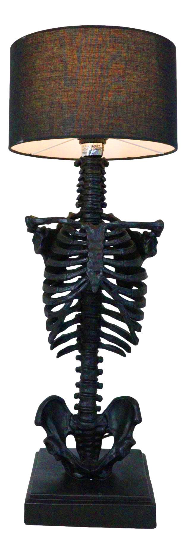ebros gift Gothic Ossuary Black Skeleton Rib Cage Torso Human Anatomy Table Lamp With Shade