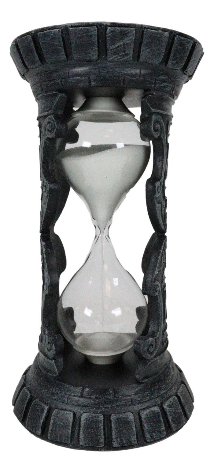Ebros Gift Gothic Pentagram Wicca Circle RIP Bats And Skulls Faux Stone Sand Timer Figurine