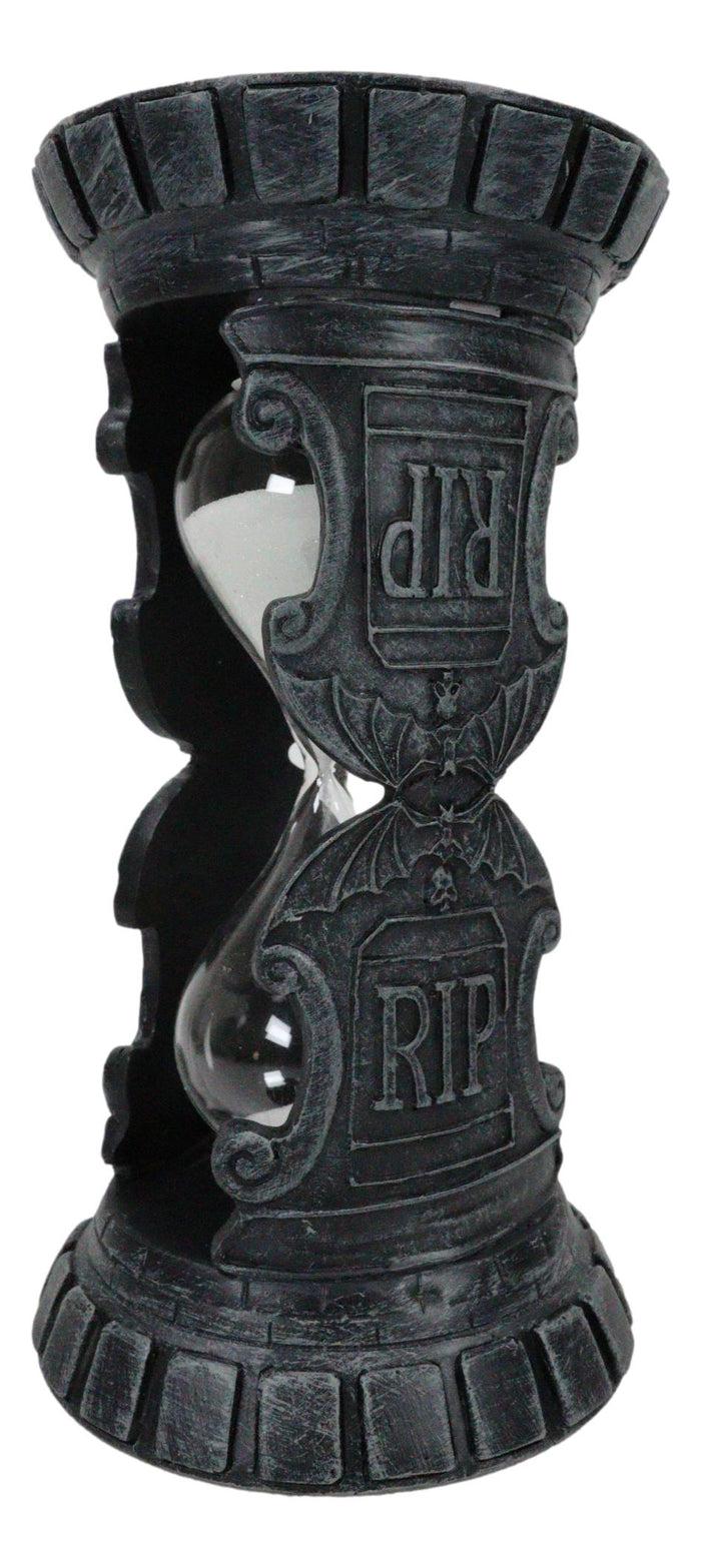 Ebros Gift Gothic Pentagram Wicca Circle RIP Bats And Skulls Faux Stone Sand Timer Figurine