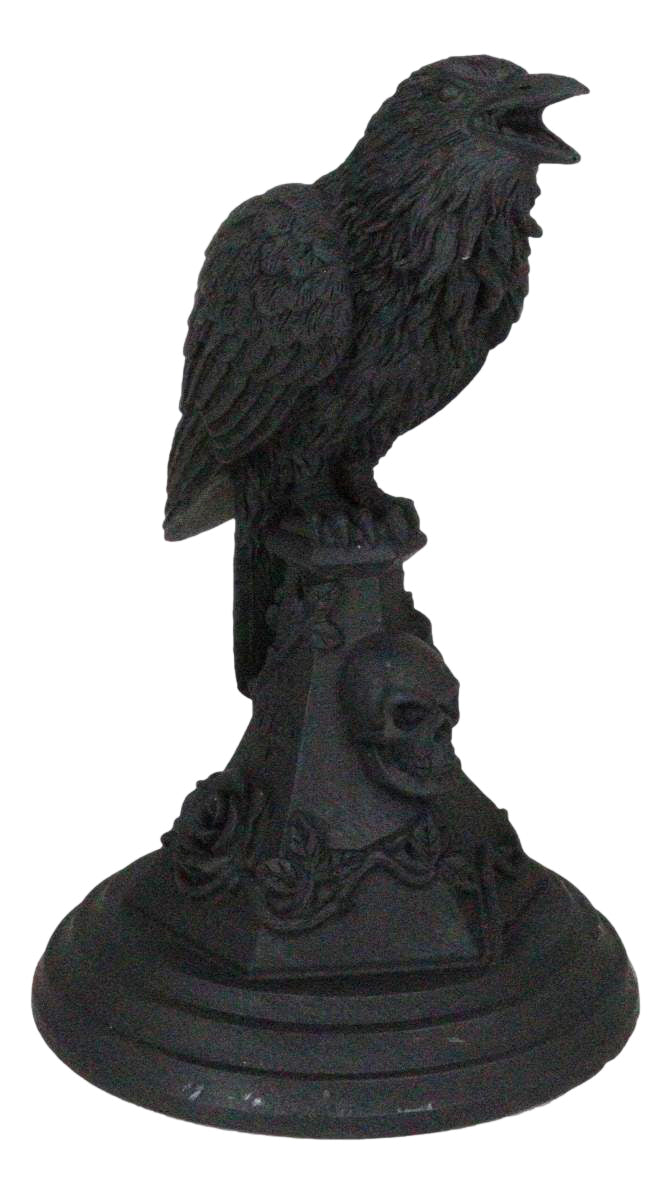 Ebros Gift Gothic Poe Raven Crow Black Rose Skull Tombstone Tea Light Votive Candle Holder