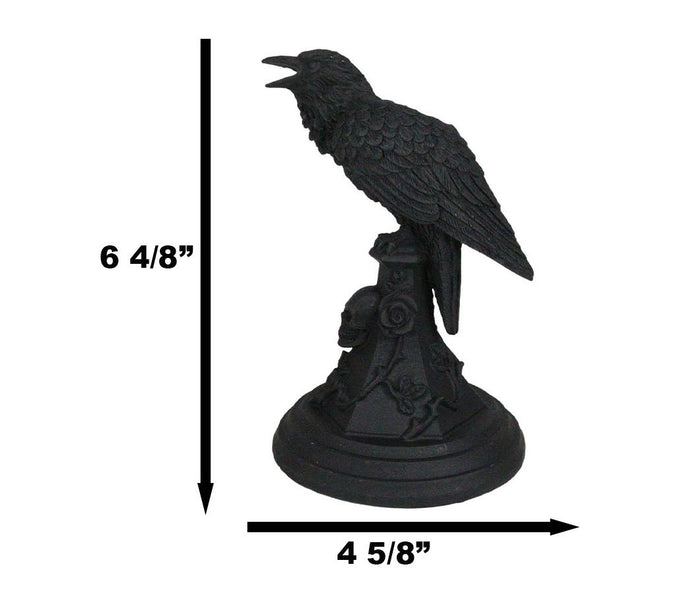 Ebros Gift Gothic Poe Raven Crow Black Rose Skull Tombstone Tea Light Votive Candle Holder