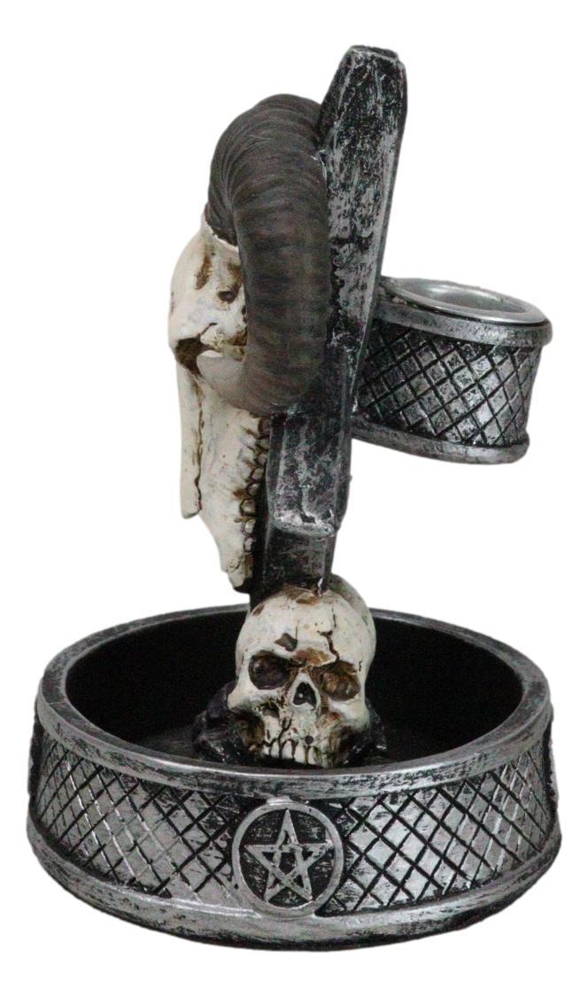 Ebros Gift Gothic Ram Skull Inverted Pentagram On Skulls Grave Backflow Incense Cone Burner