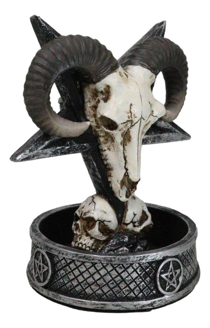 Ebros Gift Gothic Ram Skull Inverted Pentagram On Skulls Grave Backflow Incense Cone Burner