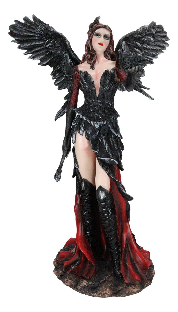 Ebros Gift Gothic Raven Crow Trainer Angel Fairy In Black And Crimson Feather Gown Statue