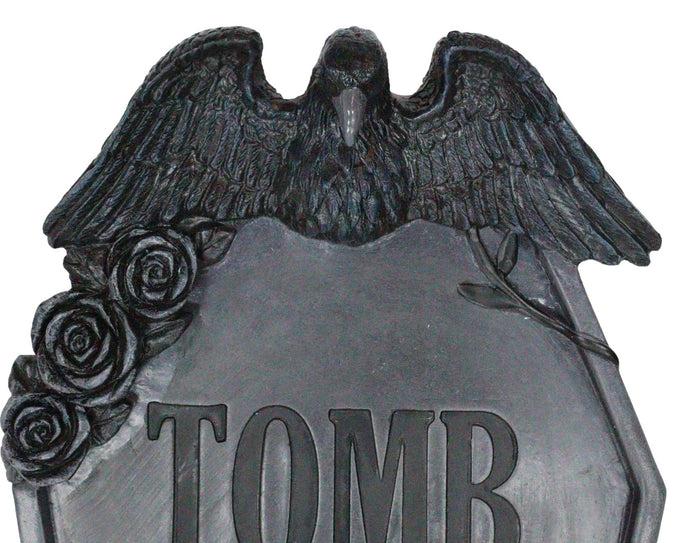 Ebros Gift Gothic Raven Crows On Graveyard Tomb Coffin Headstone Black Roses Wall Decor