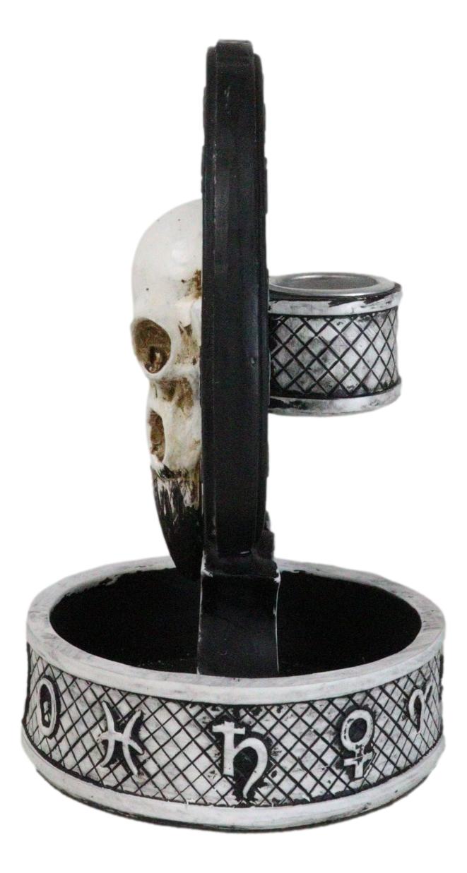 Ebros Gift Gothic Raven Skull Triple Moon Astrology Zodiac Backflow Incense Cone Burner