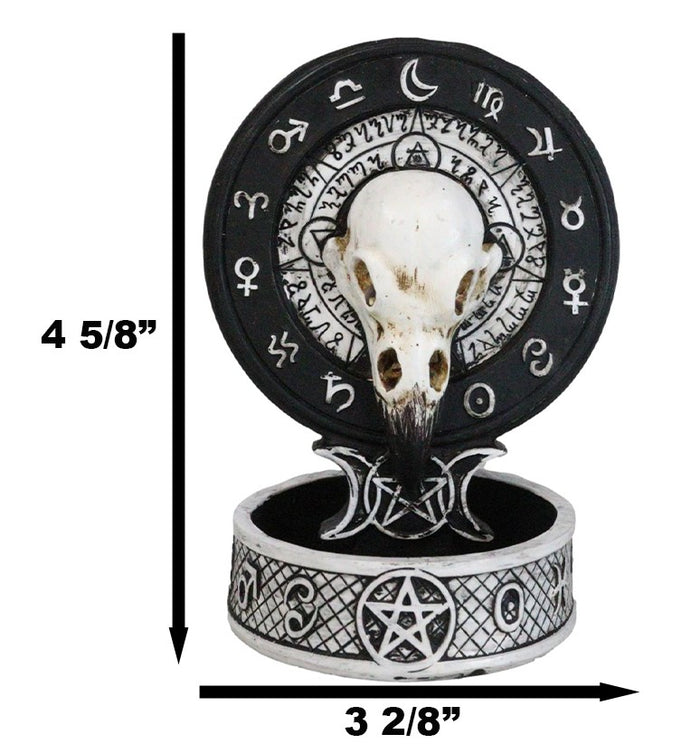 Ebros Gift Gothic Raven Skull Triple Moon Astrology Zodiac Backflow Incense Cone Burner
