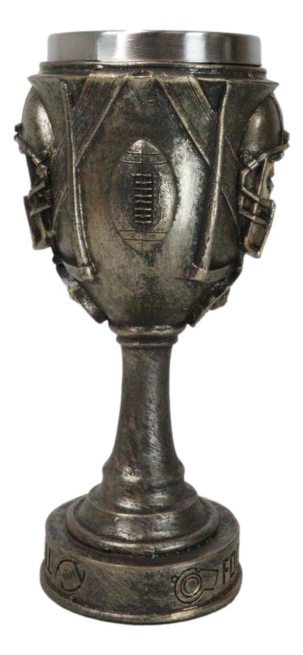 Ebros Gift Gothic Raw Gridiron Football Tough Sports Player Skull With Helmet Wine Goblet