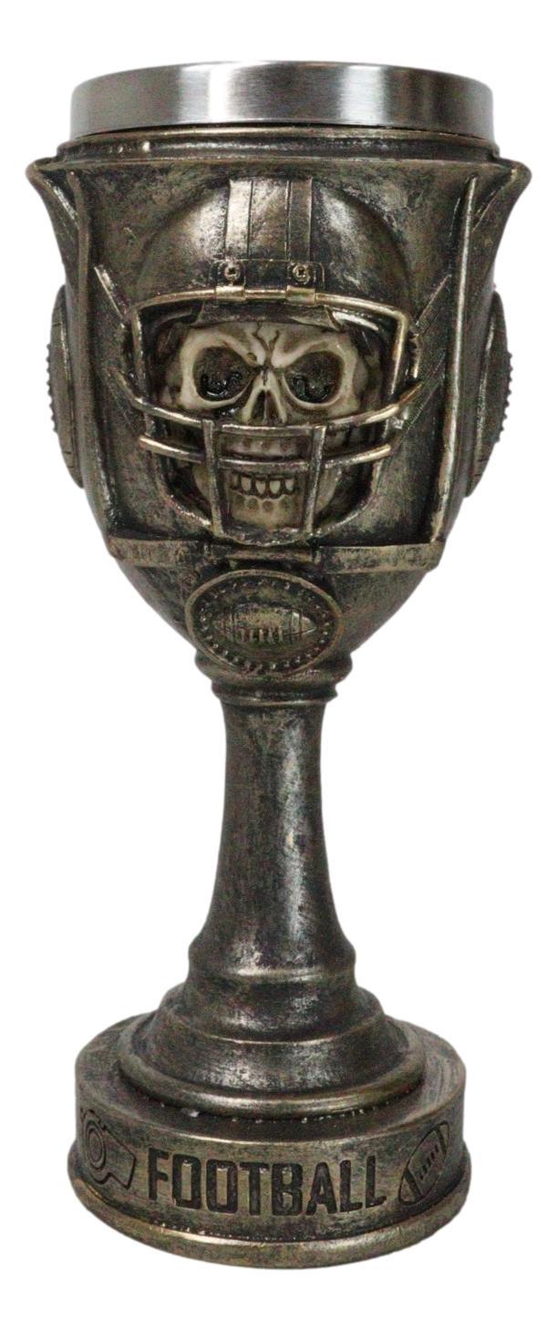 Ebros Gift Gothic Raw Gridiron Football Tough Sports Player Skull With Helmet Wine Goblet
