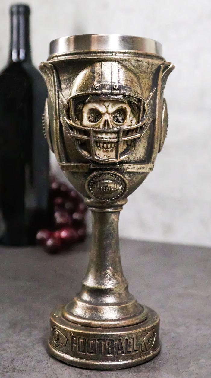 ebros gift Gothic Raw Gridiron Football Tough Sports Player Skull With Helmet Wine Goblet