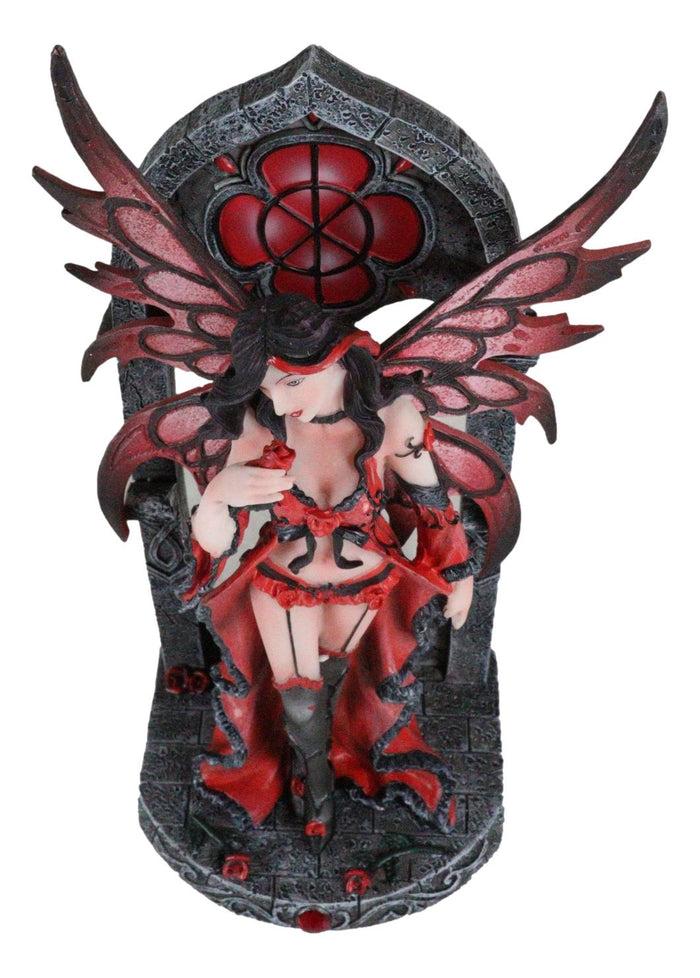 Ebros Gift Gothic Red Winged Lingerie Fairy Statue Sexy Roses Figurine Fantasy