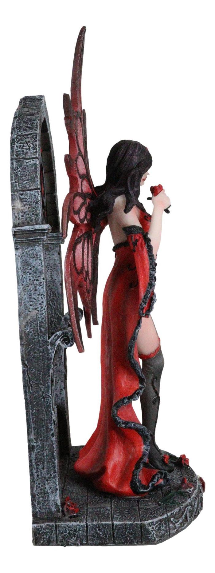 Ebros Gift Gothic Red Winged Lingerie Fairy Statue Sexy Roses Figurine Fantasy