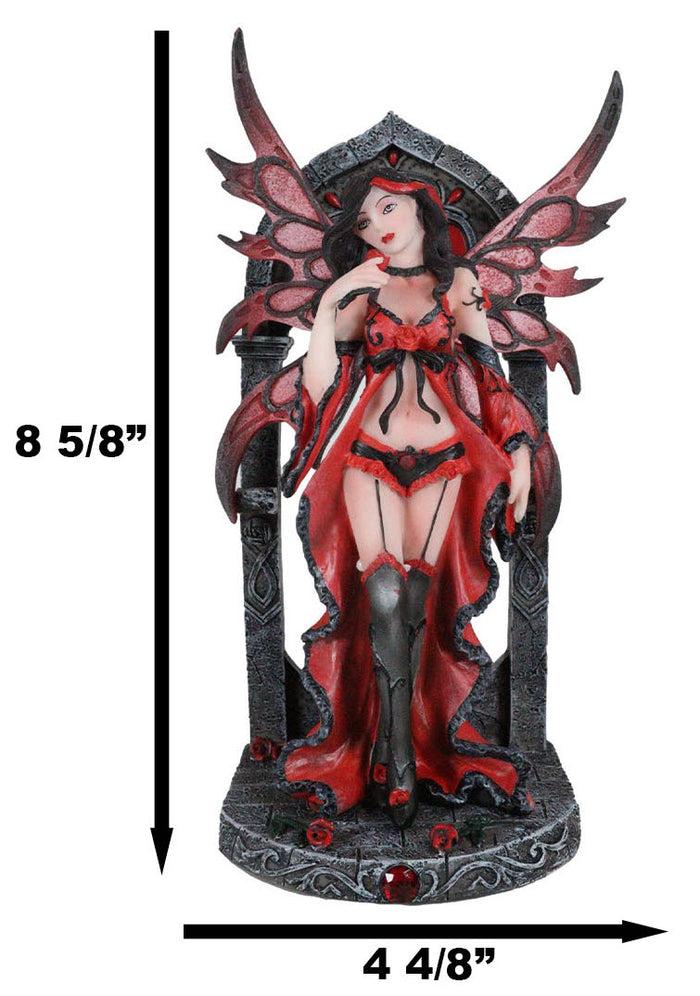 Ebros Gift Gothic Red Winged Lingerie Fairy Statue Sexy Roses Figurine Fantasy