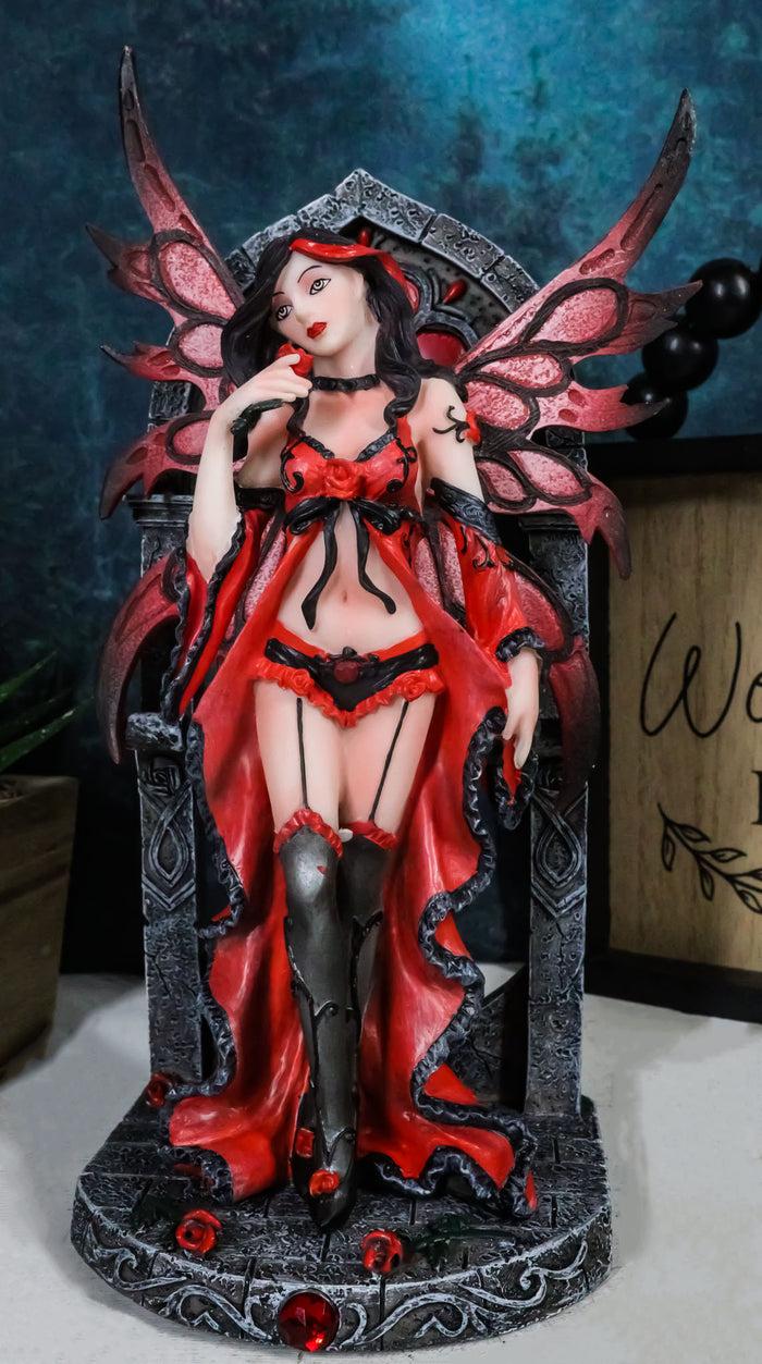 ebros gift Gothic Red Winged Lingerie Fairy Statue Sexy Roses Figurine Fantasy
