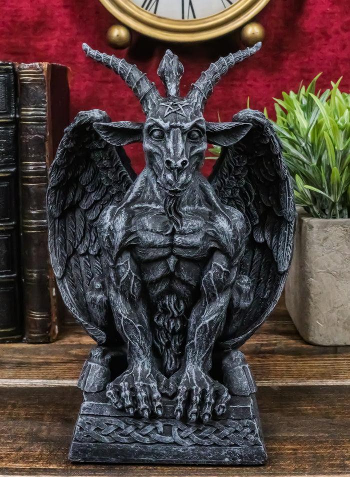 ebros gift Gothic Sabbatic Goat Winged Baphomet Gargoyle Crouching On Pedestal Figurine