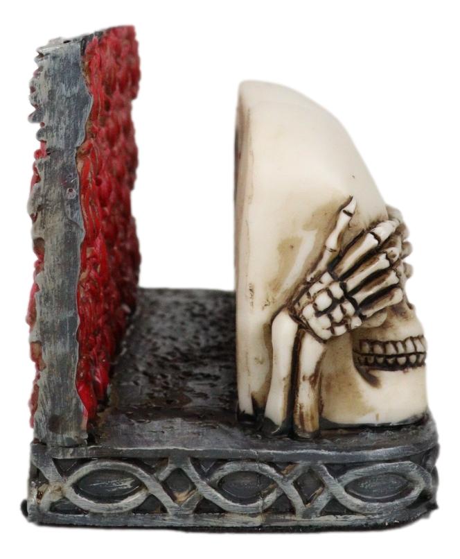 Ebros Gift Gothic See Hear Speak No Evil Skulls By Red Roses Business Cards Holder Figurine