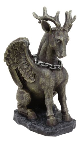 Ebros Gift Gothic Sitting Winged Pegasus Stag Horned Gargoyle In Stoic Pose Statue 6.25"H