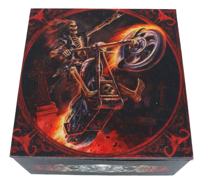 Ebros Gift Gothic Skeleton Ghost Hell Rider Biker Hot Fire Decorative Mirror Trinket Box