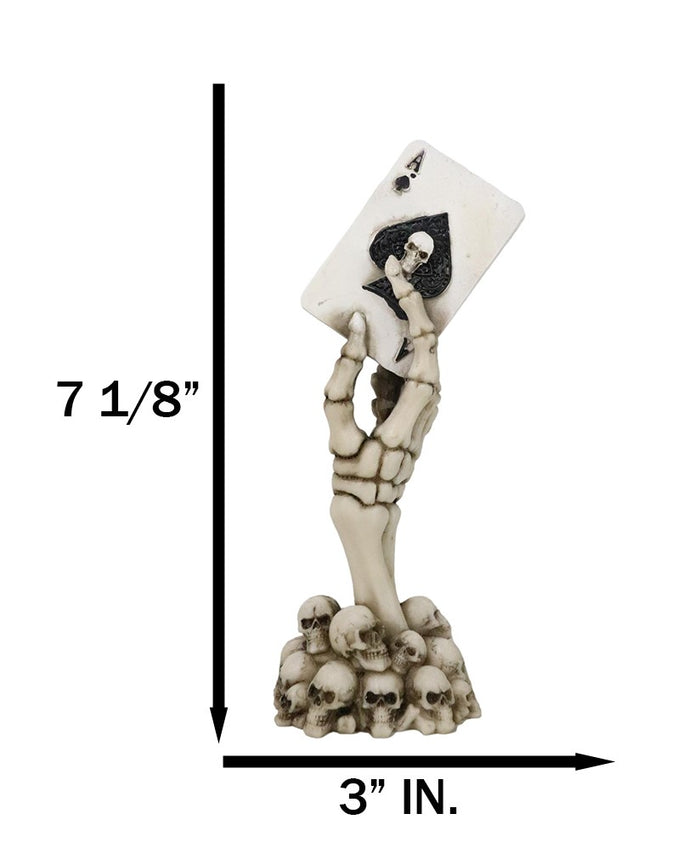 Ebros Gift Gothic Skeleton Hand With Skull Ace Of Spades Card On Ossuary Graveyard Figurine
