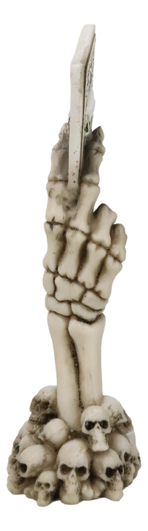 Ebros Gift Gothic Skeleton Hand With Skull Ace Of Spades Card On Ossuary Graveyard Figurine