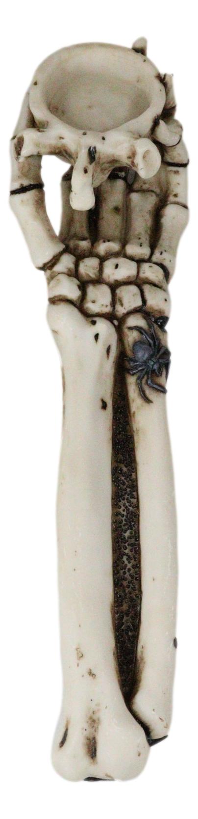 Ebros Gift Gothic Spider Skeletal Hand Candle Holder 10"L Bone Hand Votive Holder