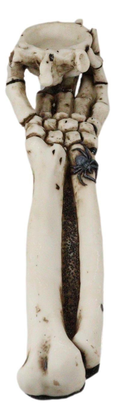 Ebros Gift Gothic Spider Skeletal Hand Candle Holder 10"L Bone Hand Votive Holder