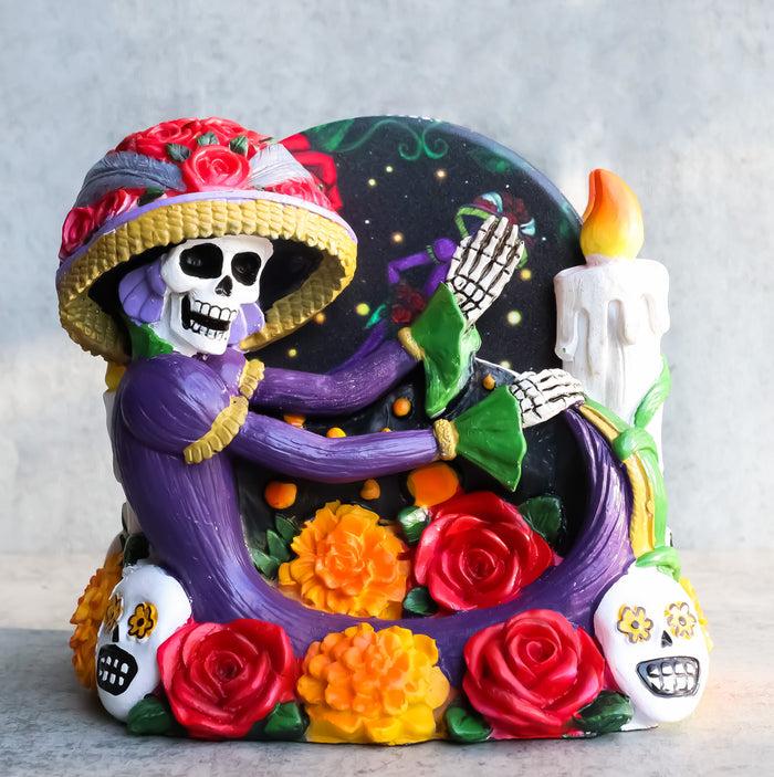 ebros gift Gothic Sugar Skull Day of The Dead Roses And Flowers Lady Catrina Coaster Set