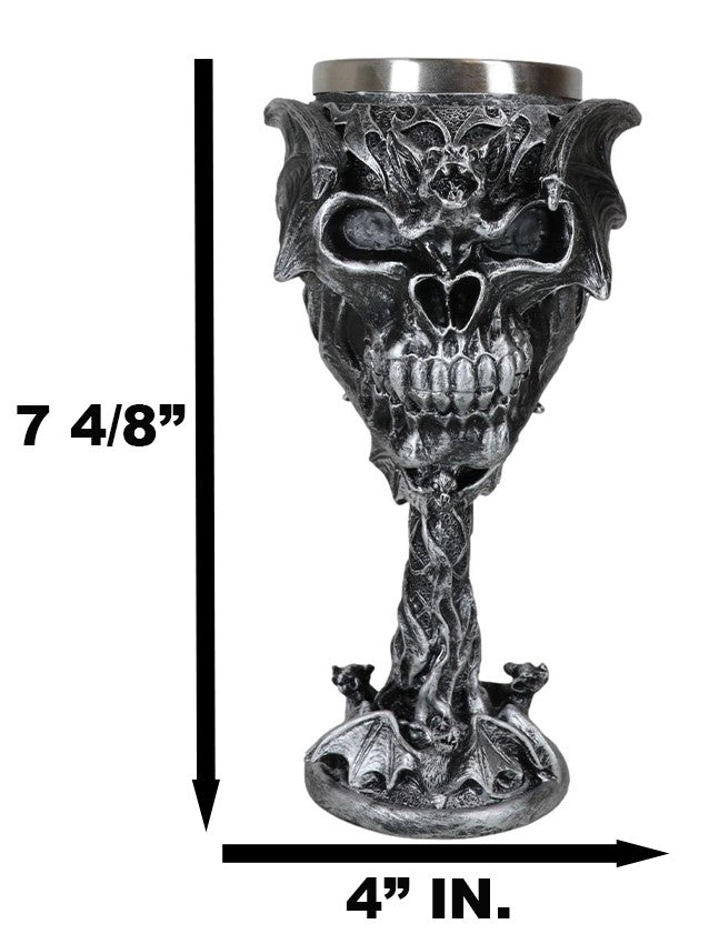 Ebros Gift Gothic Vampire Bat Skull With Bats Cave Tower And Celtic Knotwork Wine Goblet
