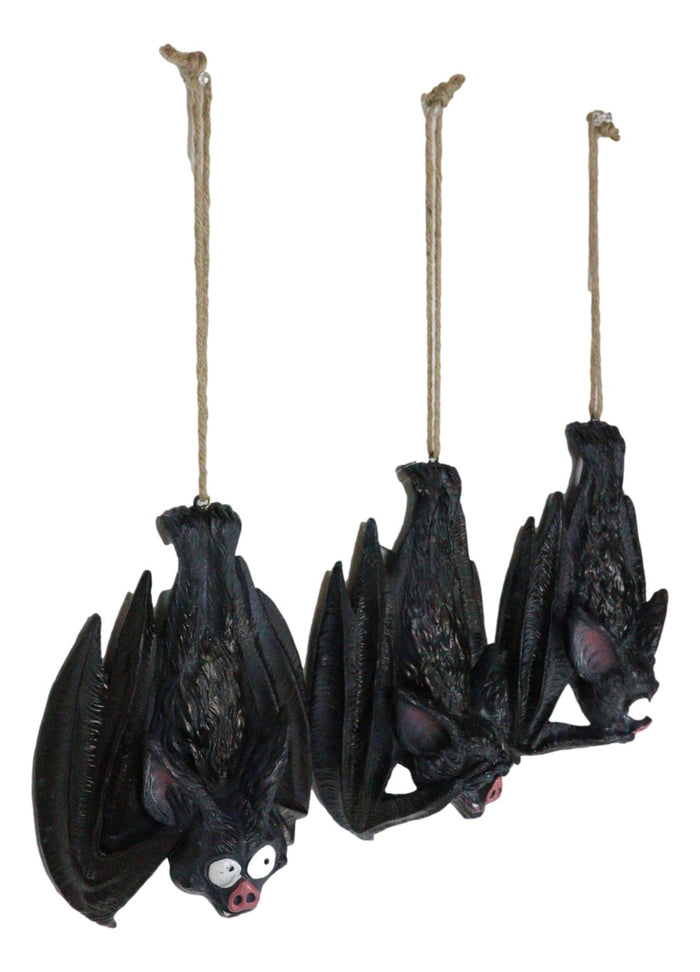 Ebros Gift Gothic Vampire See Hear Speak No Evil Comical Bats Hanging Ornament Set Of 3