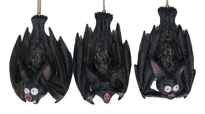 Ebros Gift Gothic Vampire See Hear Speak No Evil Comical Bats Hanging Ornament Set Of 3