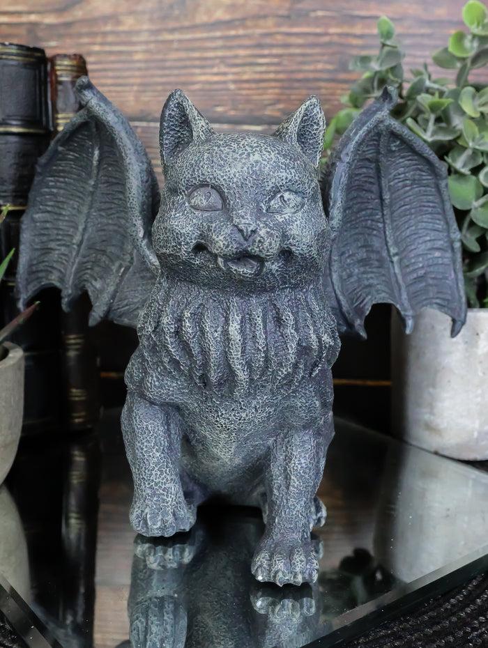 ebros gift Gothic Vampire Winged Cat Gargoyle With Fangs Raising Paw Candle Holder Statue