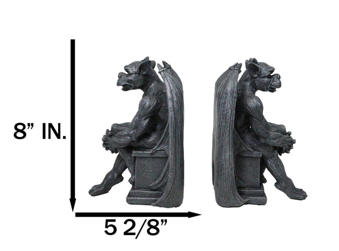 Ebros Gift Gothic Warden Of The Night Gargoyle Sentries On Pedestals Bookends Figurine Set