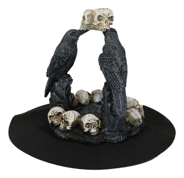 Ebros Gift Gothic Wicca Quoth Trio Ravens Nevermore With Skulls Backflow Incense Burner