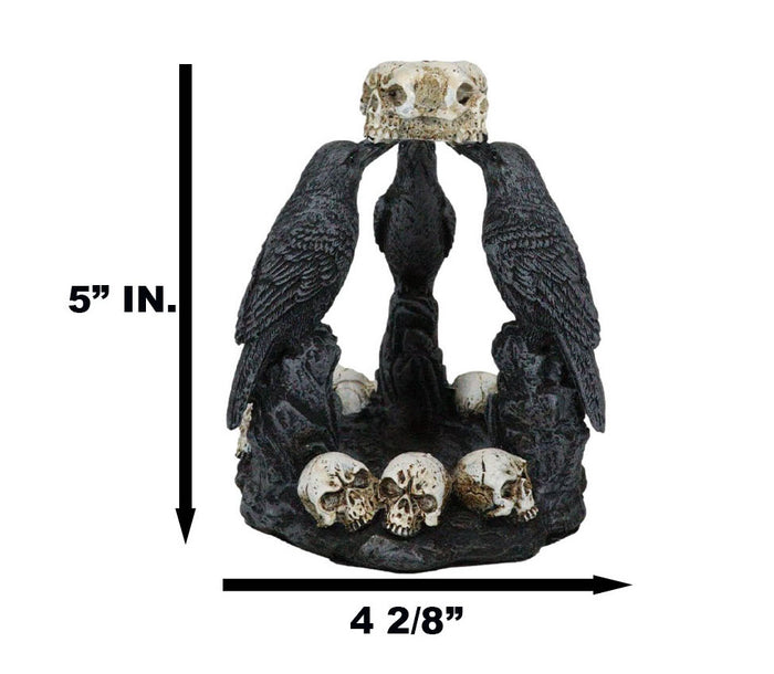 Ebros Gift Gothic Wicca Quoth Trio Ravens Nevermore With Skulls Backflow Incense Burner