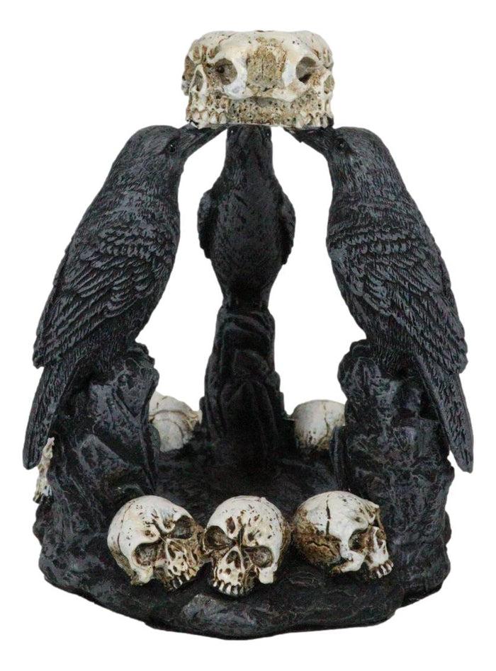 Ebros Gift Gothic Wicca Quoth Trio Ravens Nevermore With Skulls Backflow Incense Burner