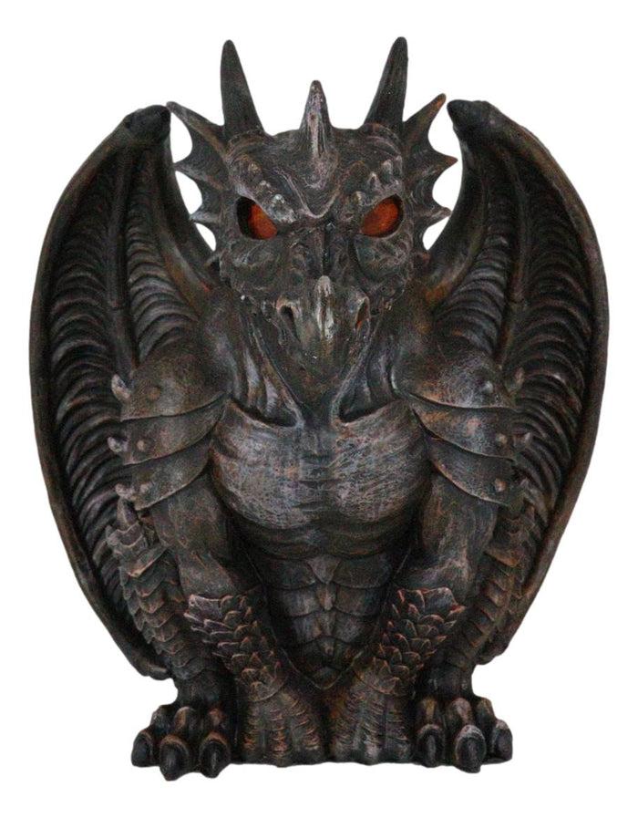 Ebros Gift Gothic Winged Dragon Guard Gargoyle With Translucent Eyes Candle Holder Figurine