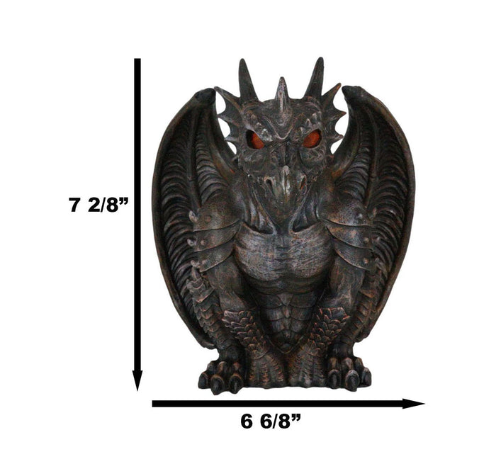 Ebros Gift Gothic Winged Dragon Guard Gargoyle With Translucent Eyes Candle Holder Figurine