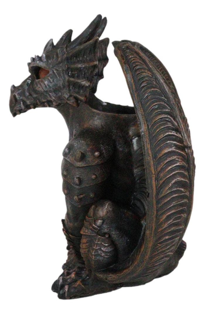 Ebros Gift Gothic Winged Dragon Guard Gargoyle With Translucent Eyes Candle Holder Figurine