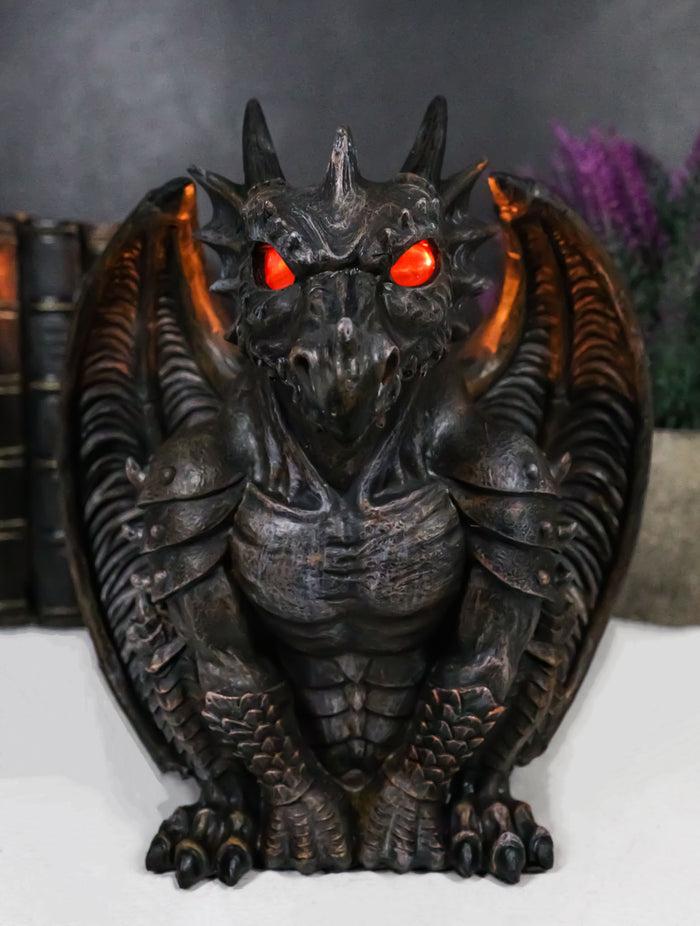 ebros gift Gothic Winged Dragon Guard Gargoyle With Translucent Eyes Candle Holder Figurine
