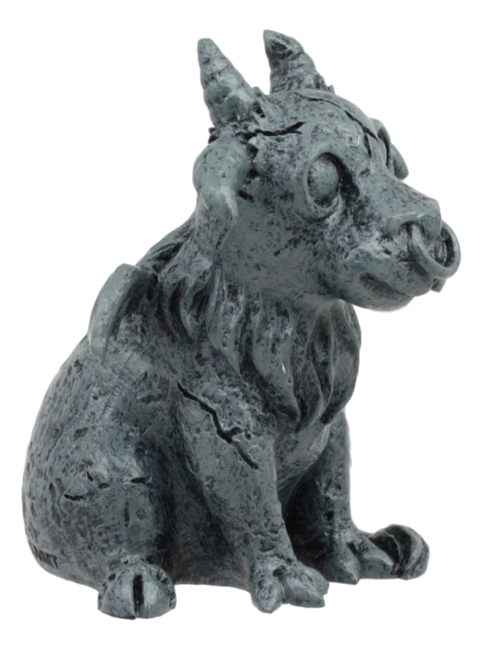 Ebros Gift Gothic Winged Guardian Baby Goat Gargoyle Statue Faux Stone Resin Small 2.5"H