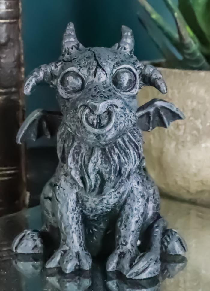 ebros gift Gothic Winged Guardian Baby Goat Gargoyle Statue Faux Stone Resin Small 2.5"H