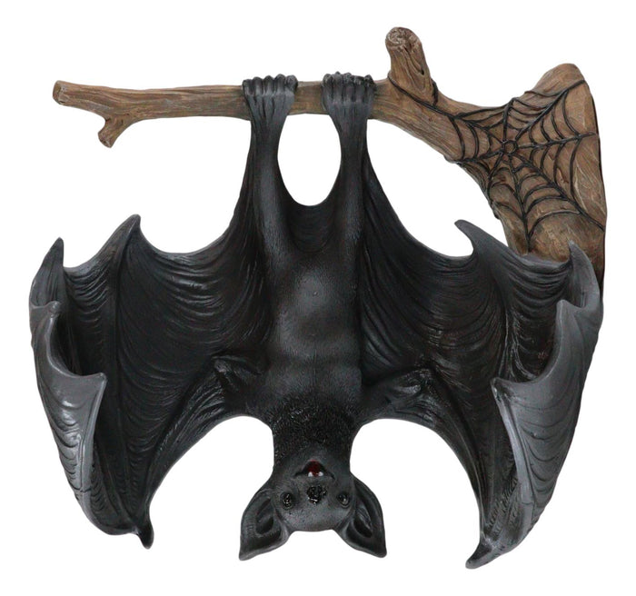 ebros gift Gothic Winged Vampire Bat By Spider Web Hanging From Branch Wall Hanging Decor