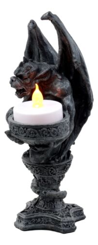 Ebros Gift Gothic Wyvern Gargoyle Tea Light Candle Holder Guardian Kneeling Servant Statue